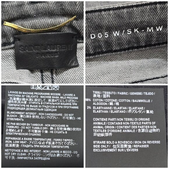 Saint Laurent Womens Gray‎ Distressed Denim Skinny Jeans D05 W/SK MW Size 28 - Picture 7 of 10